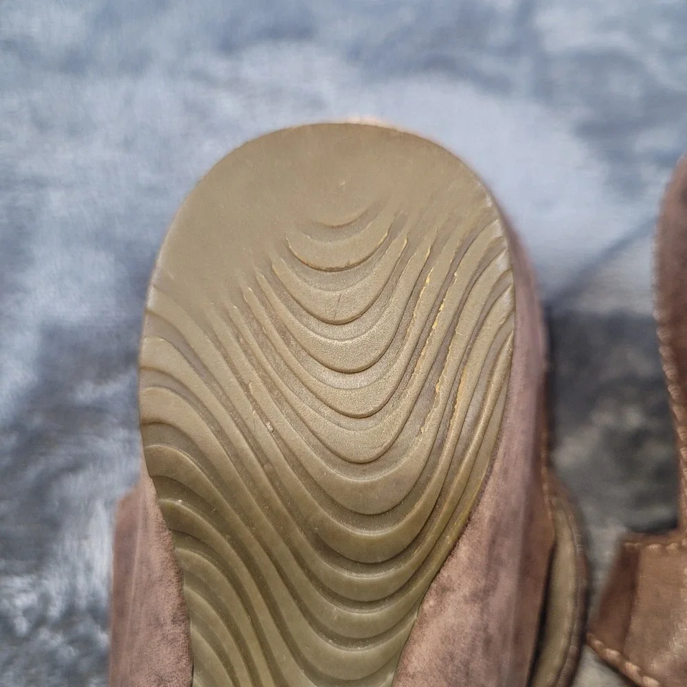 Ecco‎ Womens Brown Leather Wedge Sandals Slingback Buckle Ankle Strap Size 9